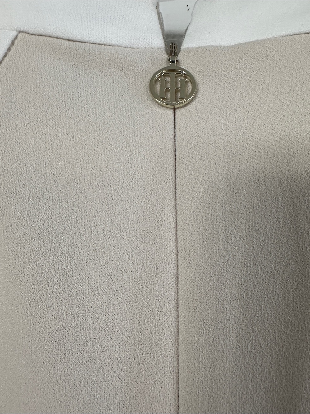 Tommy Hilfiger Neutral Beige Jumpsuit with White Trim and gold TH zipper - Picture 5 of 6